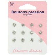 Boutons pression N°6 argenté x12