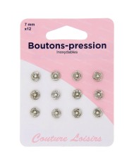 Boutons pression N°7 argenté x12