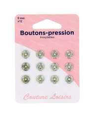 Boutons pression N°9 argenté x12