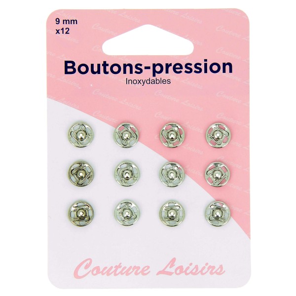 Boutons pression N°9 argenté x12 Boutons pression N°9 argenté x12