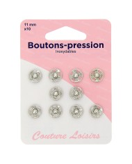 Boutons pression N°11 argenté x10