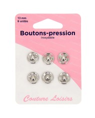 Boutons pression N°13 argenté x6