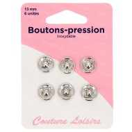 Boutons pression N°13 argenté x6