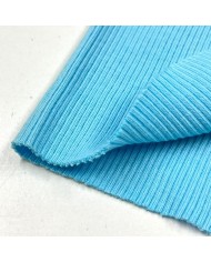 Tissu jersey tubulaire côtelé coton bleu clair 45cm