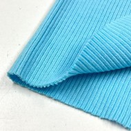 Tissu jersey tubulaire côtelé coton bleu clair 45cm