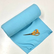 Tissu jersey tubulaire côtelé coton bleu clair 45cm