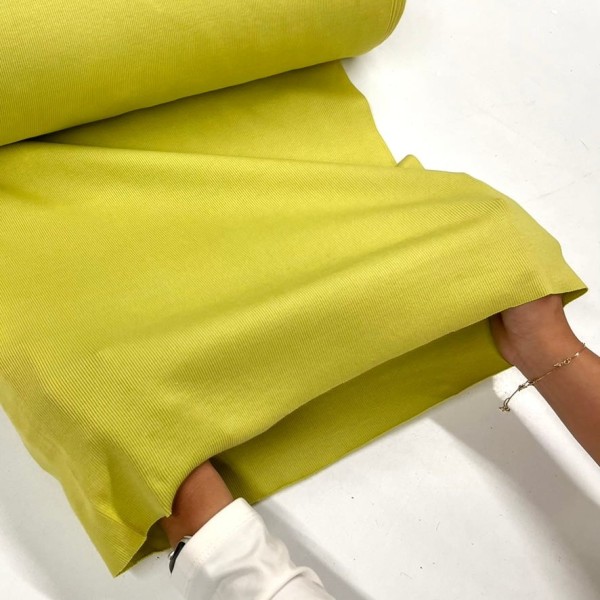 Tissu jersey tubulaire côtelé coton vert clair 40cm Tissu jersey tubulaire côtelé coton vert clair 40cm