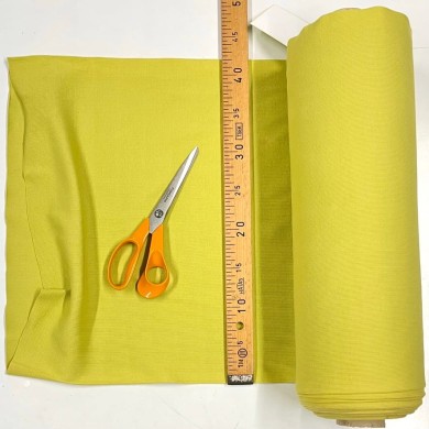 Tissu jersey tubulaire côtelé coton vert clair 40cm