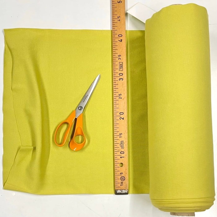Tissu jersey tubulaire côtelé coton vert clair 40cm