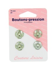 Boutons pression N°15 argenté x4