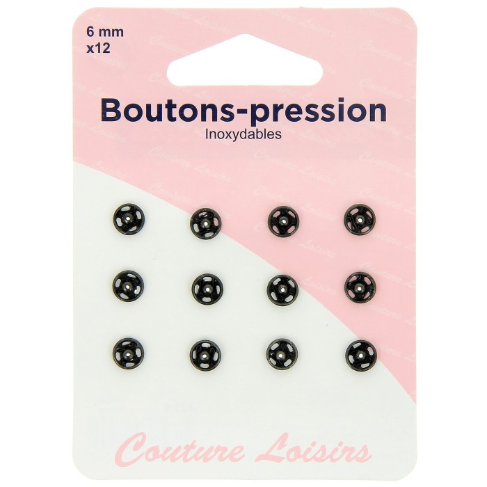 Boutons pression N°6 noir x12