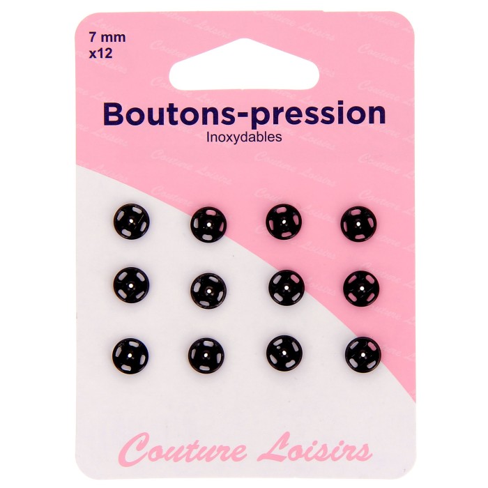 Boutons pression N°7 noir x12