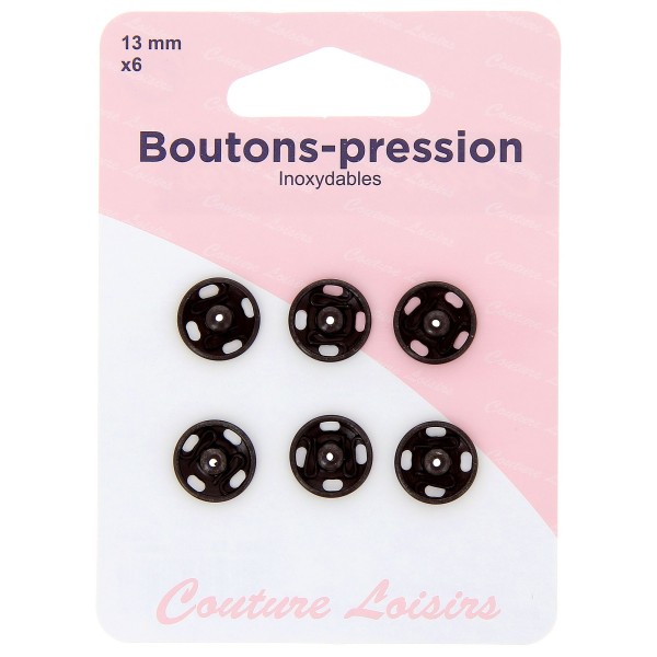 Boutons pression N°13 noir x6 Boutons pression N°13 noir x6