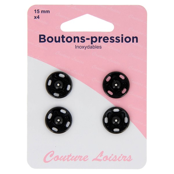 Boutons pression N°15 noir x4 Boutons pression N°15 noir x4