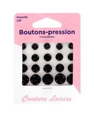 Boutons pression noir assorties x20