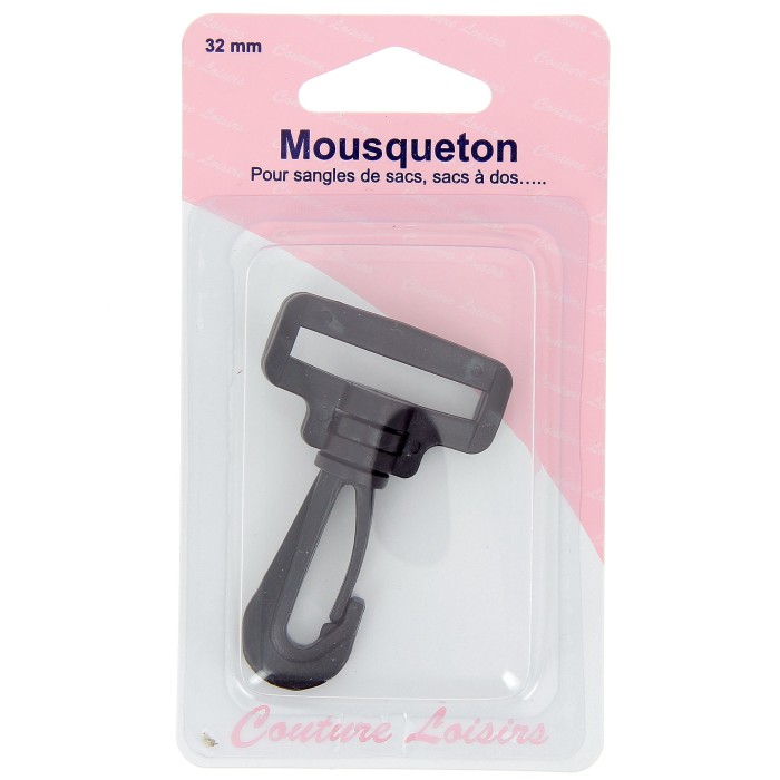 Mousqueton pour sangle 32 mm noir