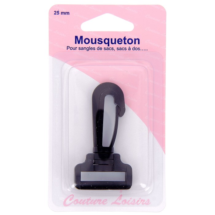 Mousqueton pour sangle 25 mm noir Mousqueton pour sangle 25 mm noir