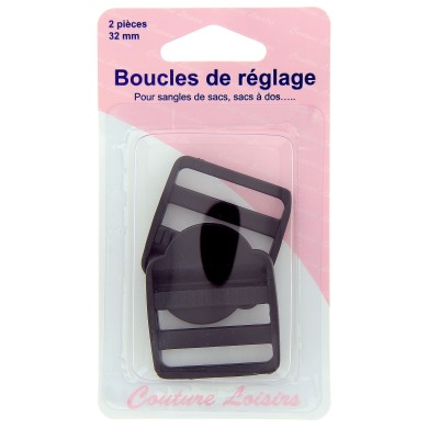 Boucles de réglage pour sangle 32 mm x 2 noir Boucles de réglage pour sangle 32 mm x 2 noir