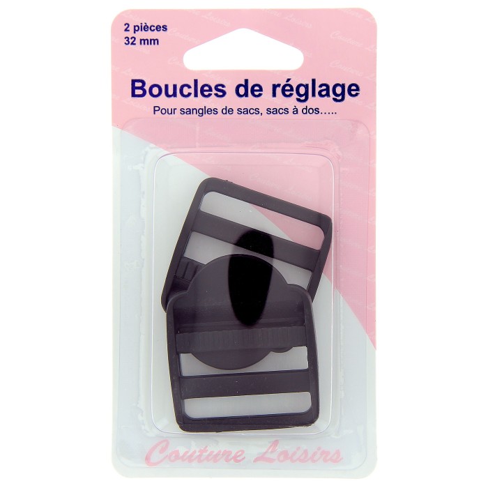 Boucles de réglage pour sangle 32 mm x 2 noir
