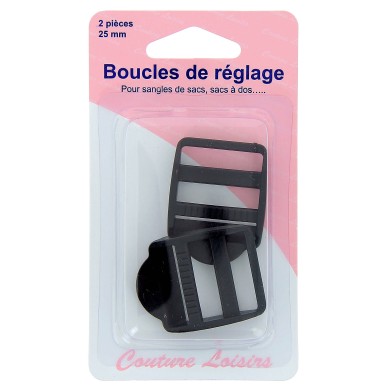 Boucles de réglage pour sangle 25 mm x 2 noir Boucles de réglage pour sangle 25 mm x 2 noir