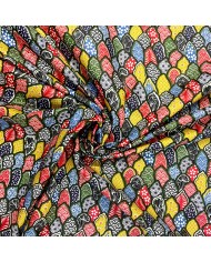 Tissu coton enduit muticolore imprimé sashiko japonais