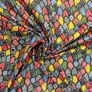 Tissu coton enduit muticolore imprimé sashiko japonais