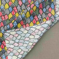 Tissu coton enduit muticolore imprimé sashiko japonais