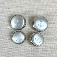 Bouton plastique ancre marine argenté M 20mm