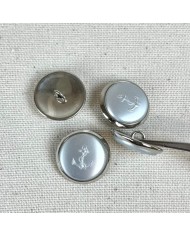 Bouton plastique ancre marine argenté M 20mm