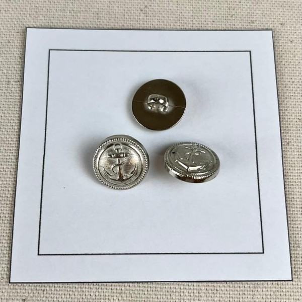 Bouton plastique ancre marine argenté 15mm Bouton plastique ancre marine argenté 15mm