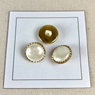 Bouton plastique perle doré 18mm
