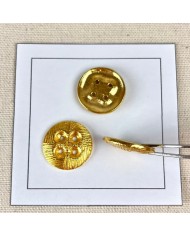 Bouton métal lourd rayé doré S 20mm Bouton métal lourd rayé doré S 20mm