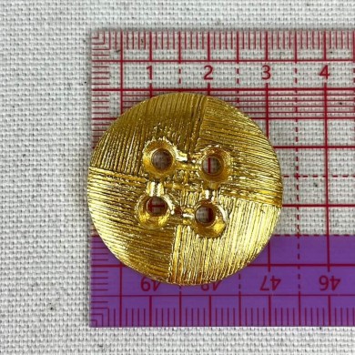 Bouton métal lourd rayé doré L 32mm Bouton métal lourd rayé doré L 32mm