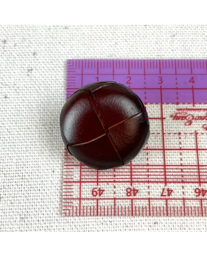 Lot De 5 Boutons Marron Foncé Effet Cuir Football - Diamètre ~20mm - Art 0786