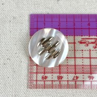 Bouton plastique blanc décoré argenté 25mm