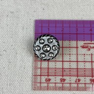 Bouton plastique bijou argenté noir 18mm