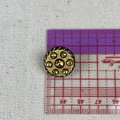 Bouton plastique bijou doré noir 18mm
