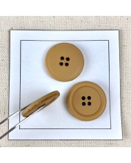 Bouton en cuir uni camel 25mm