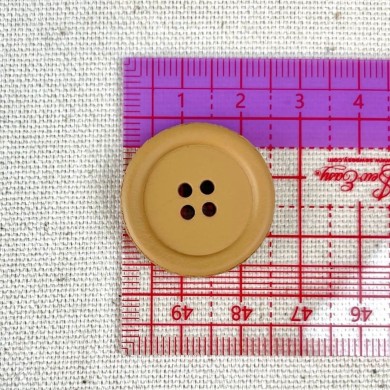 Bouton en cuir uni camel 25mm