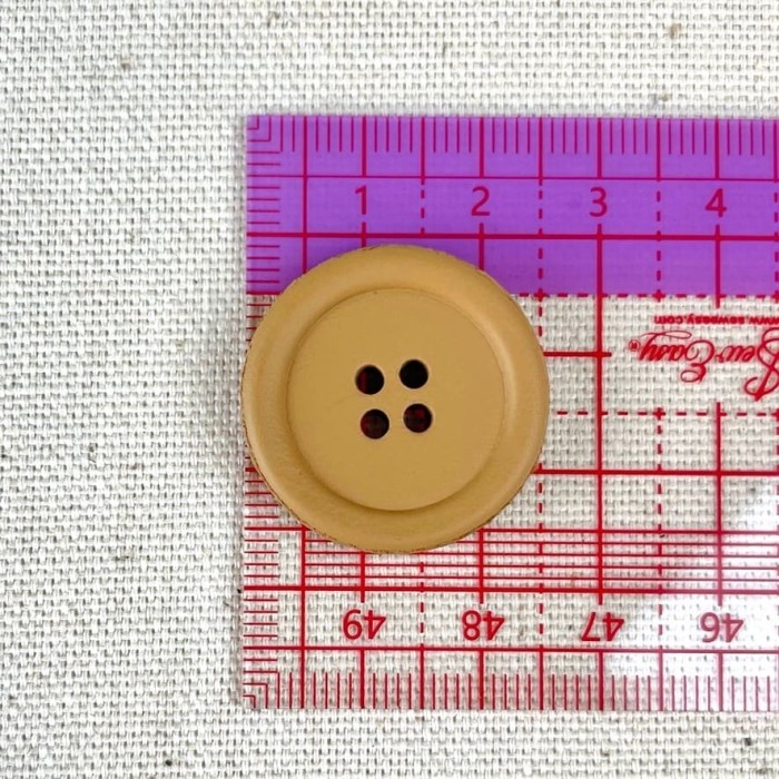 Bouton en cuir uni camel 25mm