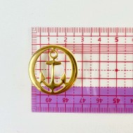 Bouton à griffe rond ancre marine doré