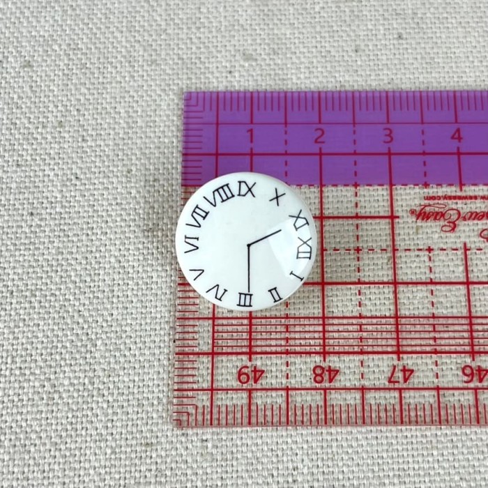 Bouton plastique horloge blanc 19mm