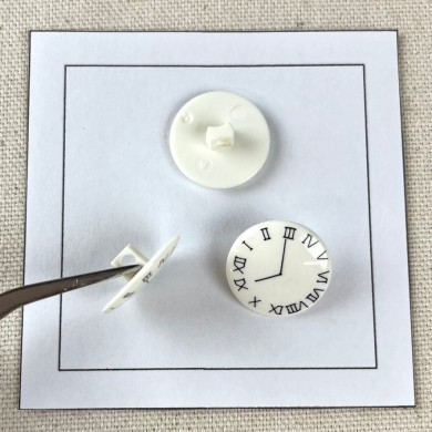 Bouton plastique horloge blanc 19mm Bouton plastique horloge blanc 19mm