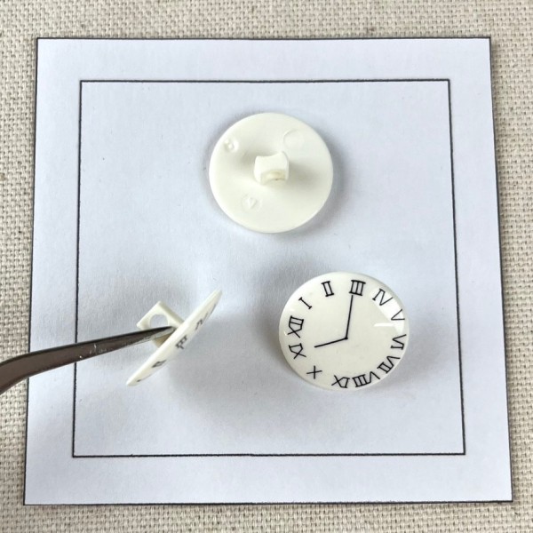 Bouton plastique horloge blanc 19mm Bouton plastique horloge blanc 19mm