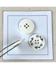 Bouton plastique fleurs dessinés blanc 22mm
