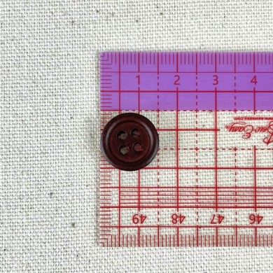 Bouton en cuir uni marron foncé S 15mm