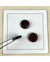 Bouton en cuir uni marron foncé S 15mm