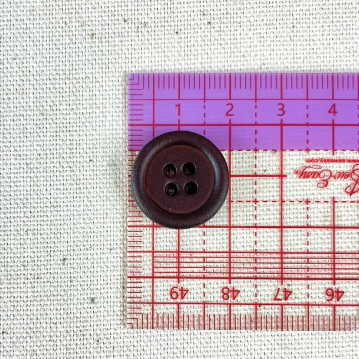 Bouton en cuir uni marron foncé M 19mm