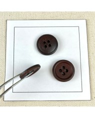 Bouton en cuir uni marron foncé M 19mm