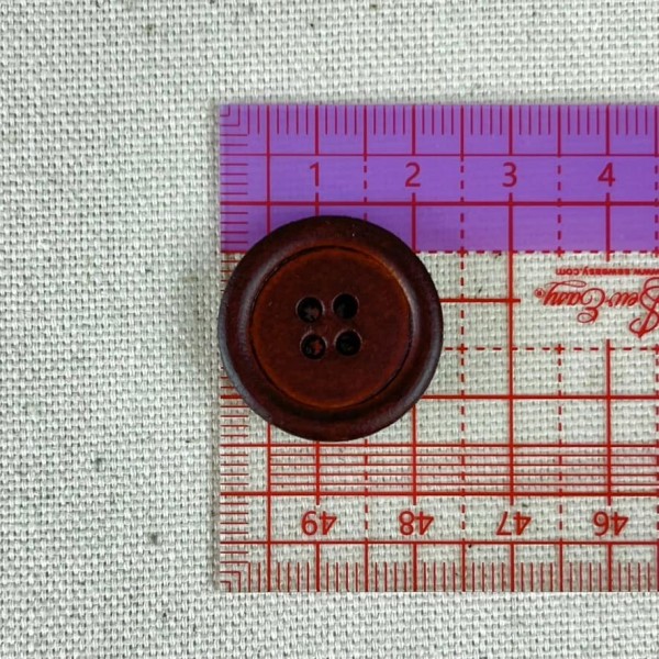 Bouton en cuir uni marron foncé L 23mm Bouton en cuir uni marron foncé L 23mm